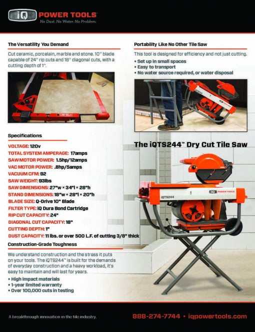 Buy IQTS244 Dry Cut Tile Saw South Shore Landscape Supply